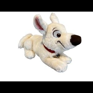 Disney Store Bolt Dog 17" Lying Down Plush White Lightning Stuffed Toy